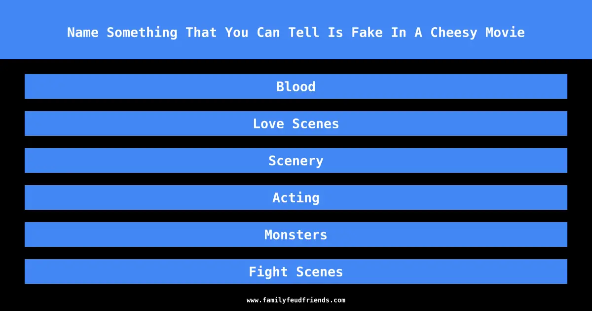 Name Something That You Can Tell Is Fake In A Cheesy Movie answer