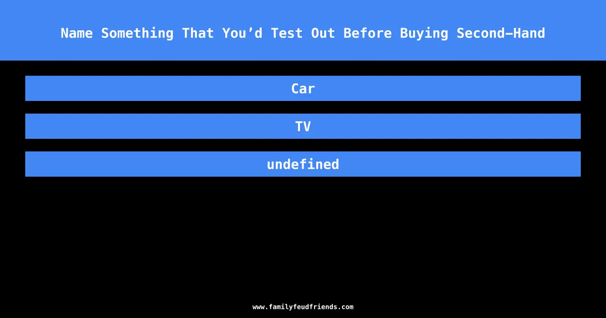 Name Something That You’d Test Out Before Buying Second-Hand answer