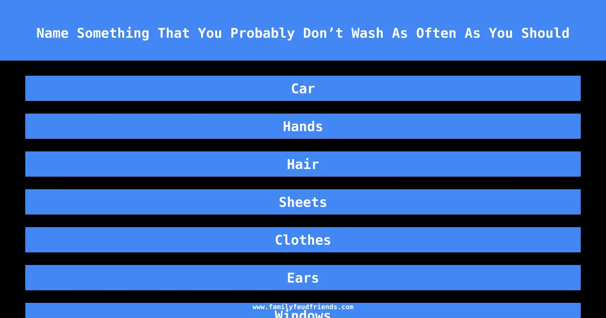 Name Something That You Probably Don’t Wash As Often As You Should answer