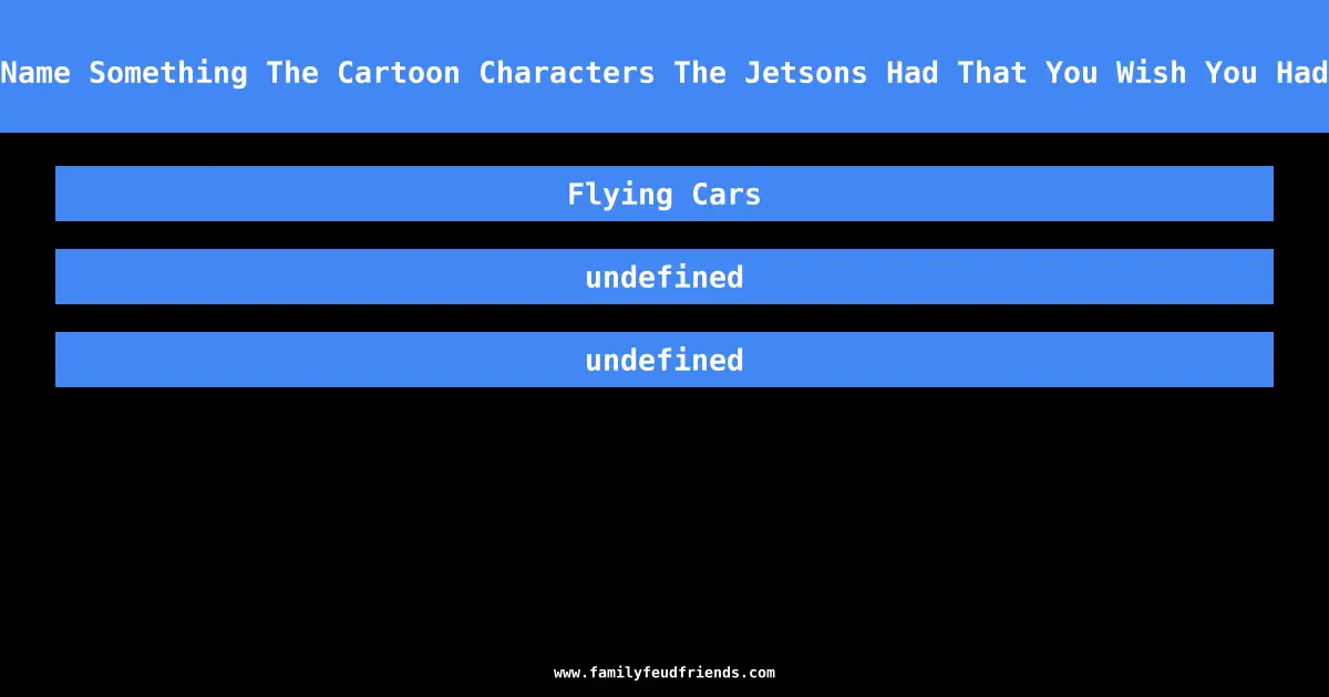 Name Something The Cartoon Characters The Jetsons Had That You Wish You Had answer