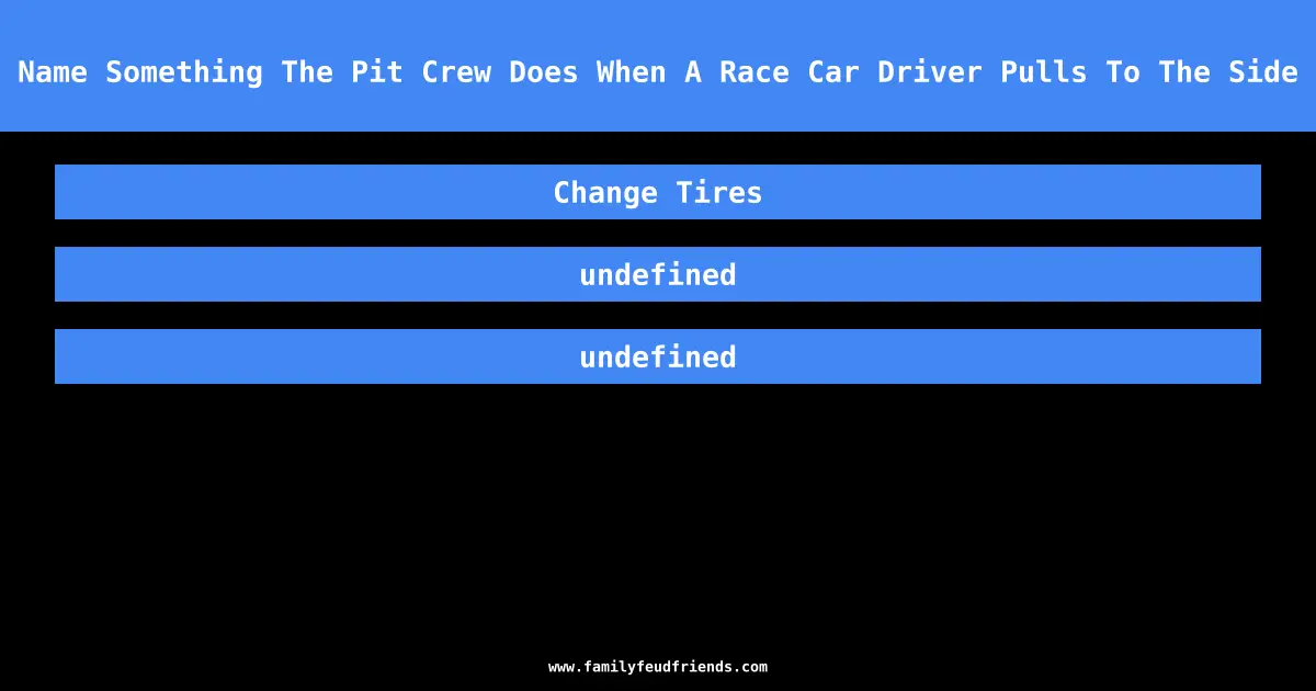 Name Something The Pit Crew Does When A Race Car Driver Pulls To The Side answer