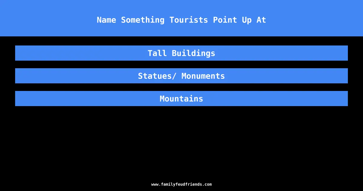 Name Something Tourists Point Up At answer
