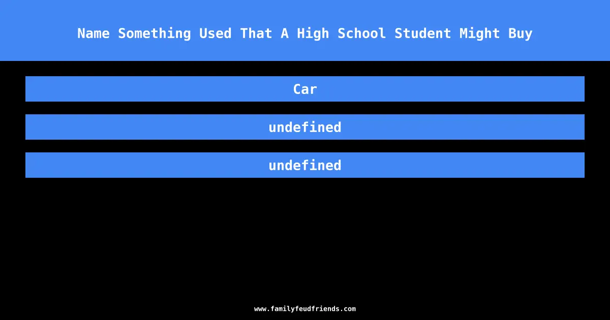 Name Something Used That A High School Student Might Buy answer