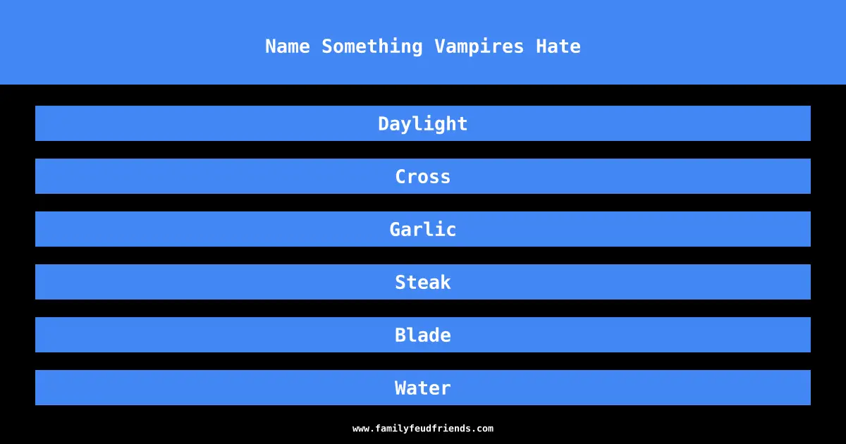 Name Something Vampires Hate answer