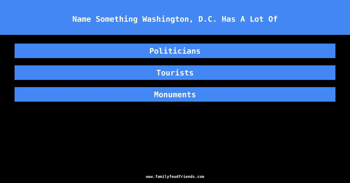 Name Something Washington, D.C. Has A Lot Of answer