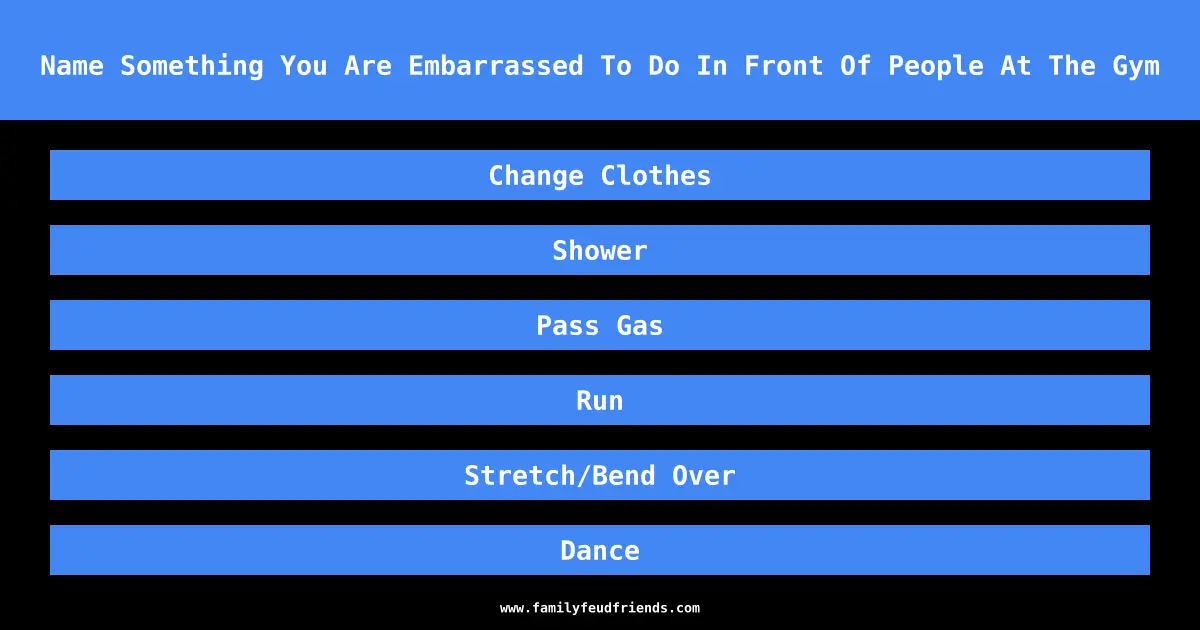 Name Something You Are Embarrassed To Do In Front Of People At The Gym answer