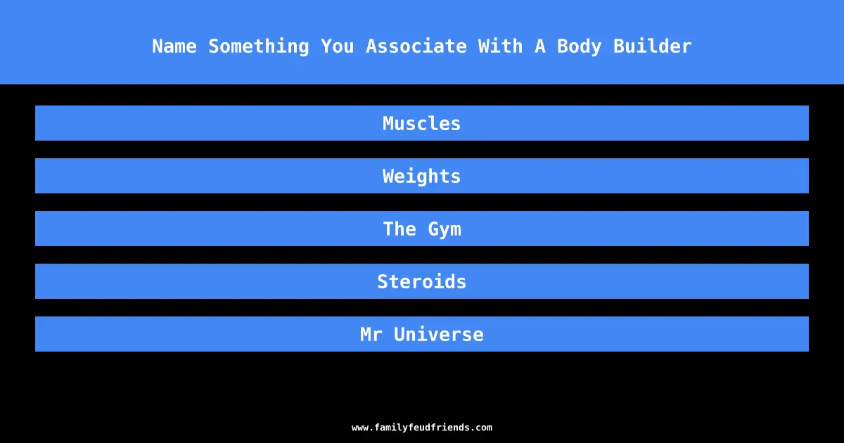 Name Something You Associate With A Body Builder answer