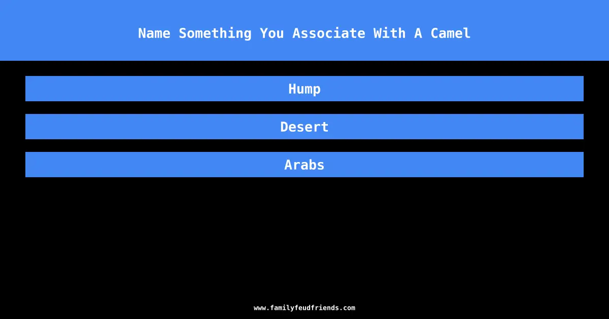 Name Something You Associate With A Camel answer