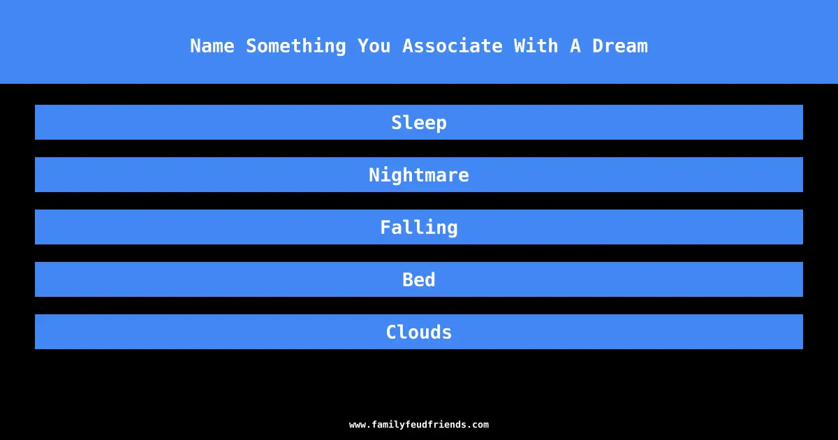 Name Something You Associate With A Dream answer