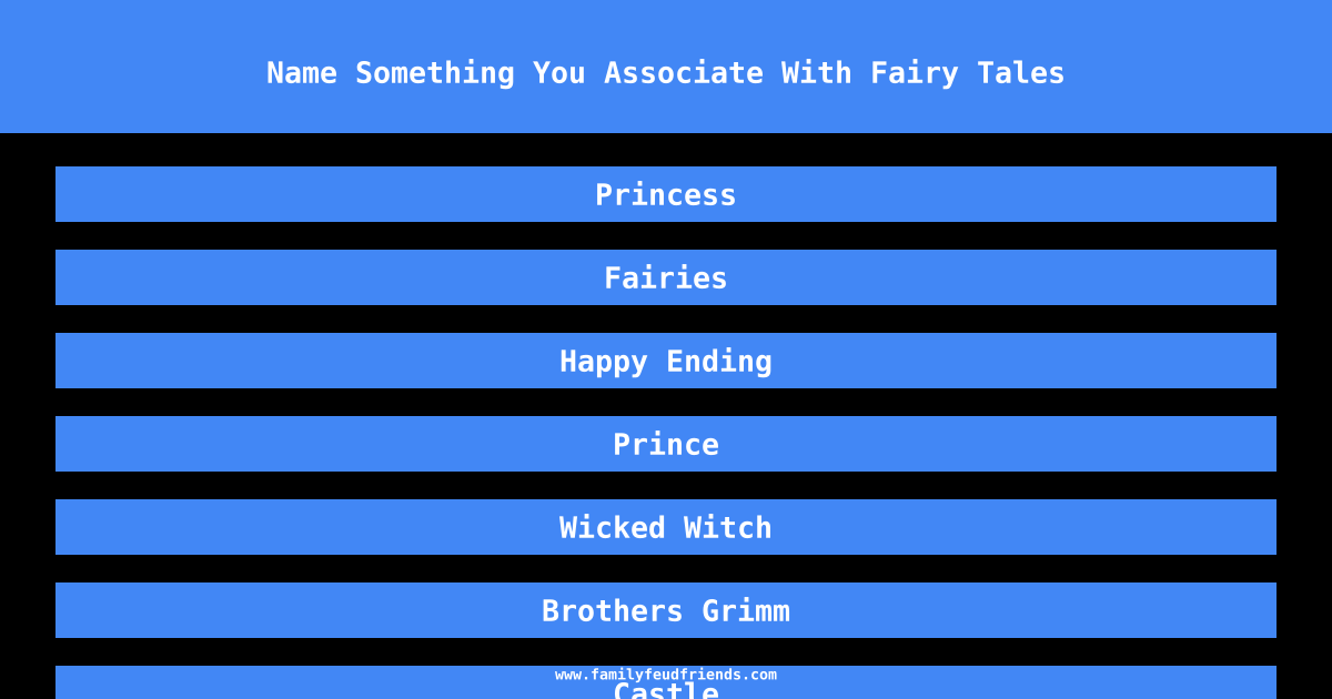Name Something You Associate With Fairy Tales answer