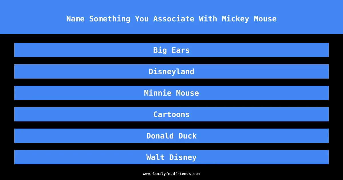 Name Something You Associate With Mickey Mouse answer