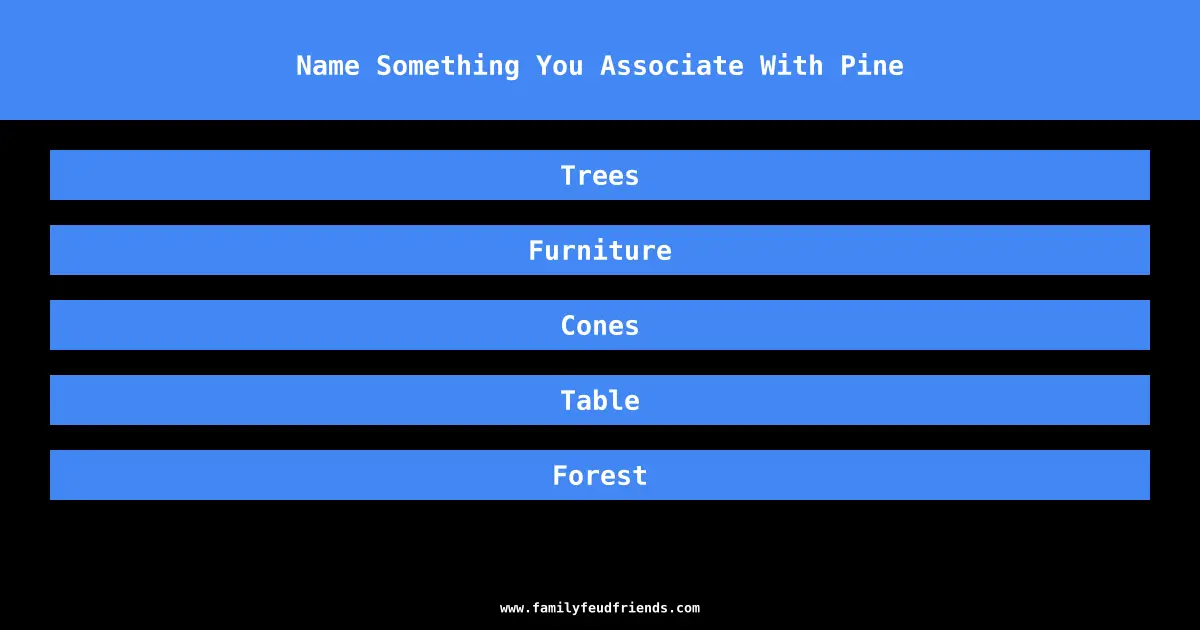 Name Something You Associate With Pine answer