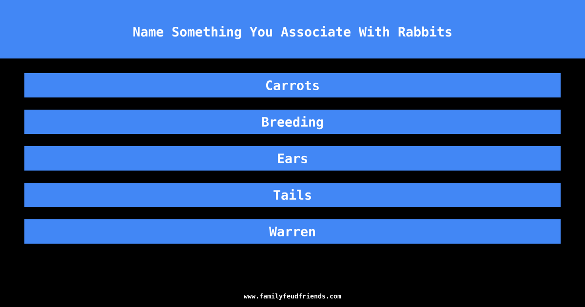 Name Something You Associate With Rabbits answer