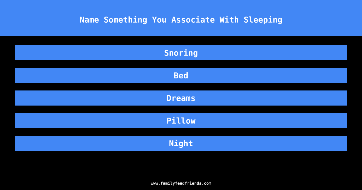 Name Something You Associate With Sleeping answer