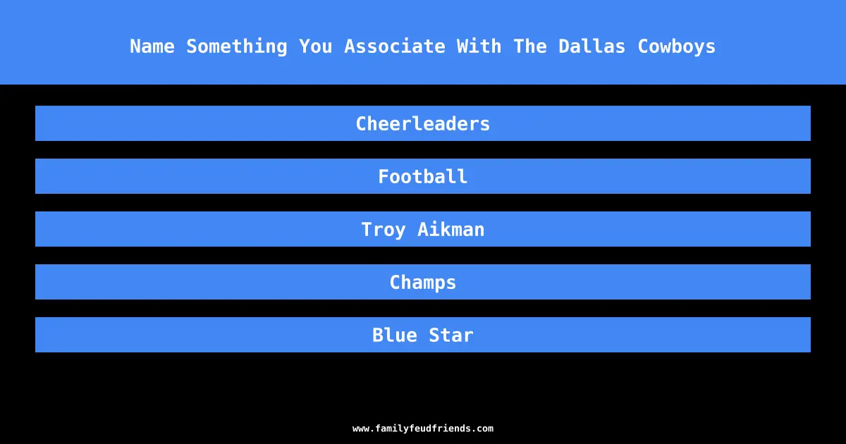 Name Something You Associate With The Dallas Cowboys answer