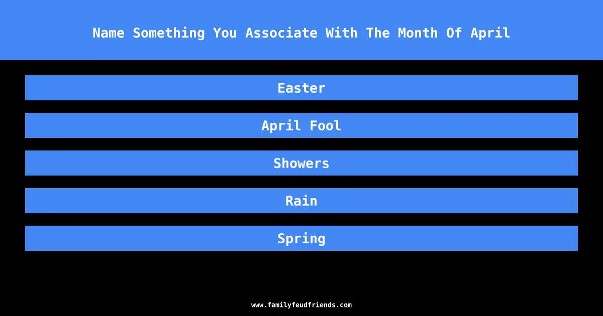 Name Something You Associate With The Month Of April answer