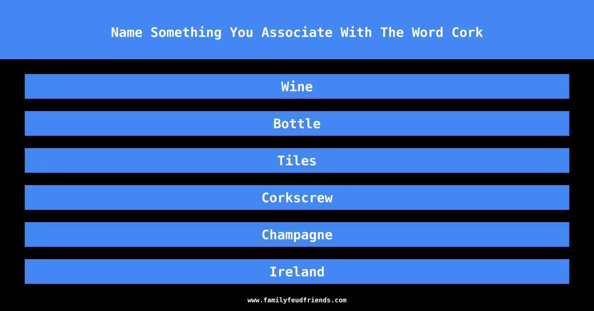 Name Something You Associate With The Word Cork answer