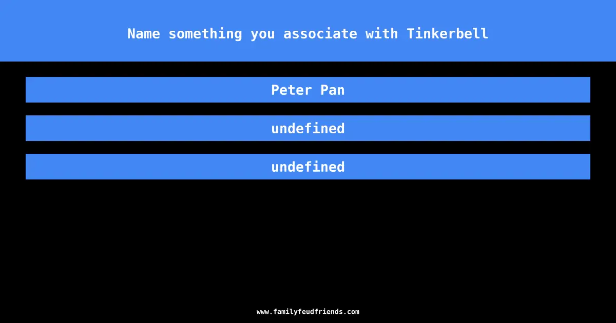 Name something you associate with Tinkerbell answer