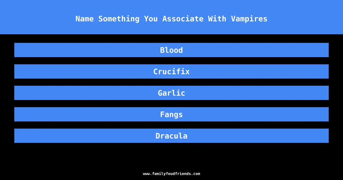 Name Something You Associate With Vampires answer