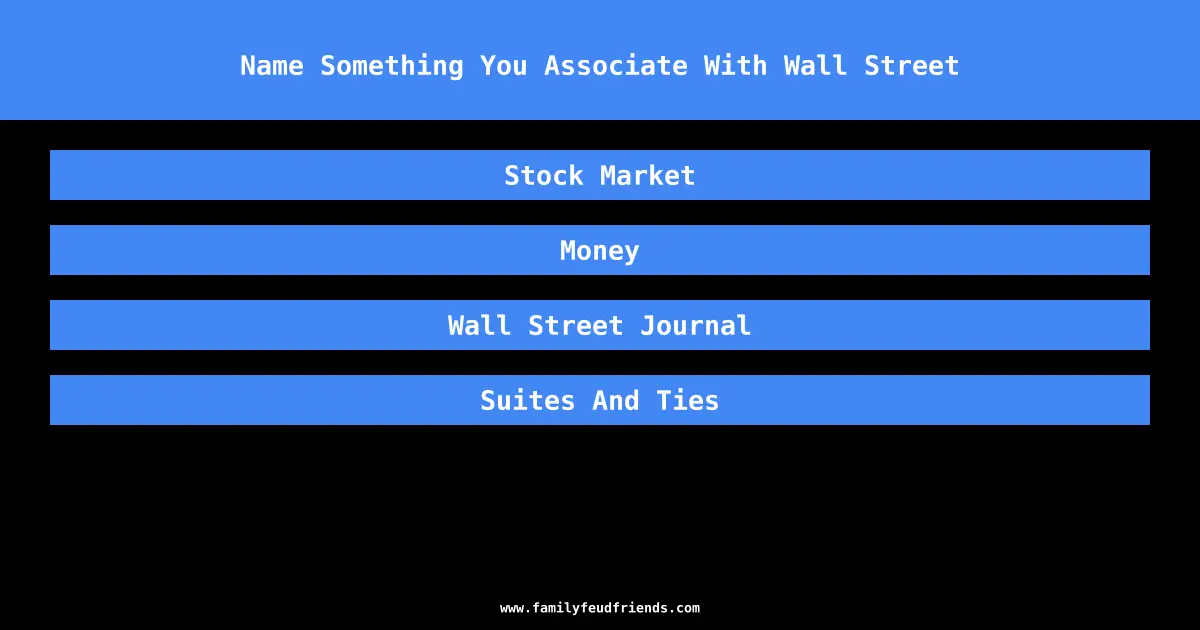Name Something You Associate With Wall Street answer