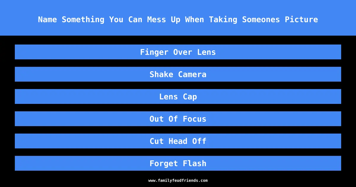 Name Something You Can Mess Up When Taking Someones Picture answer