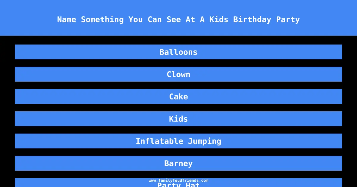 Name Something You Can See At A Kids Birthday Party answer