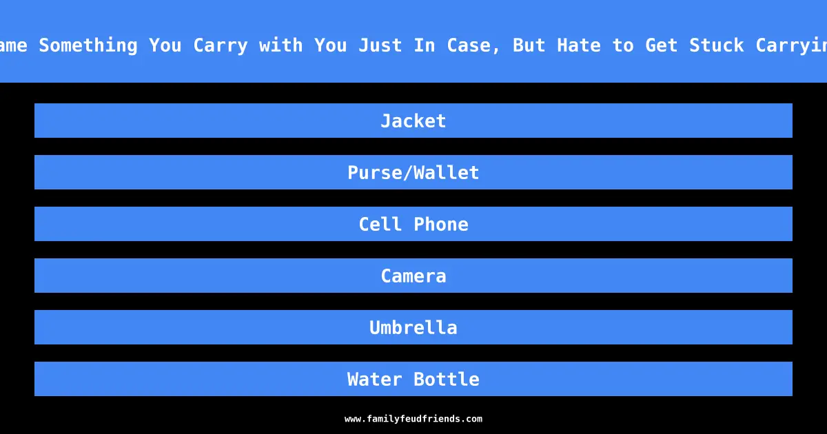 name Something You Carry with You Just In Case, But Hate to Get Stuck Carrying answer
