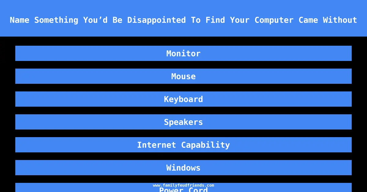 Name Something You’d Be Disappointed To Find Your Computer Came Without answer