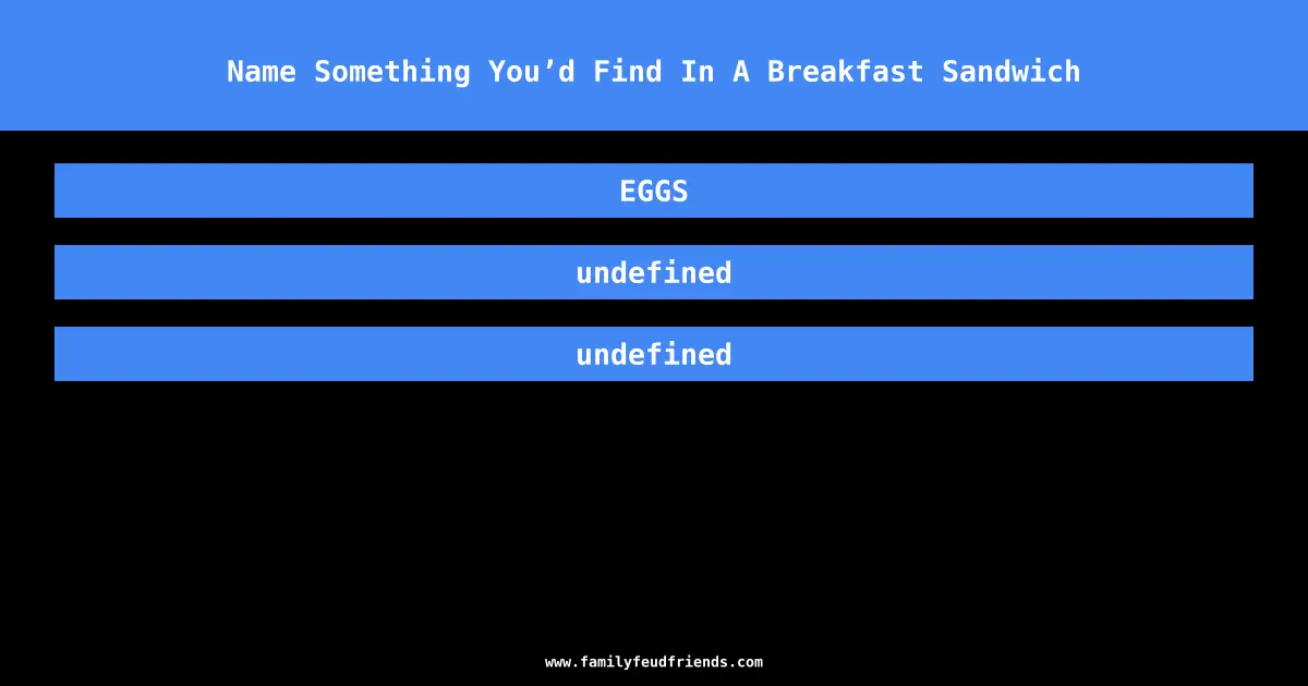 Name Something You’d Find In A Breakfast Sandwich answer