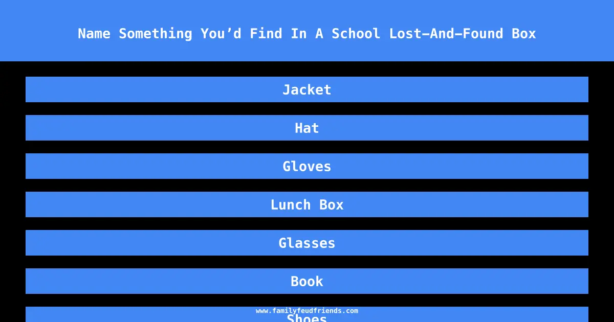 Name Something You’d Find In A School Lost-And-Found Box answer