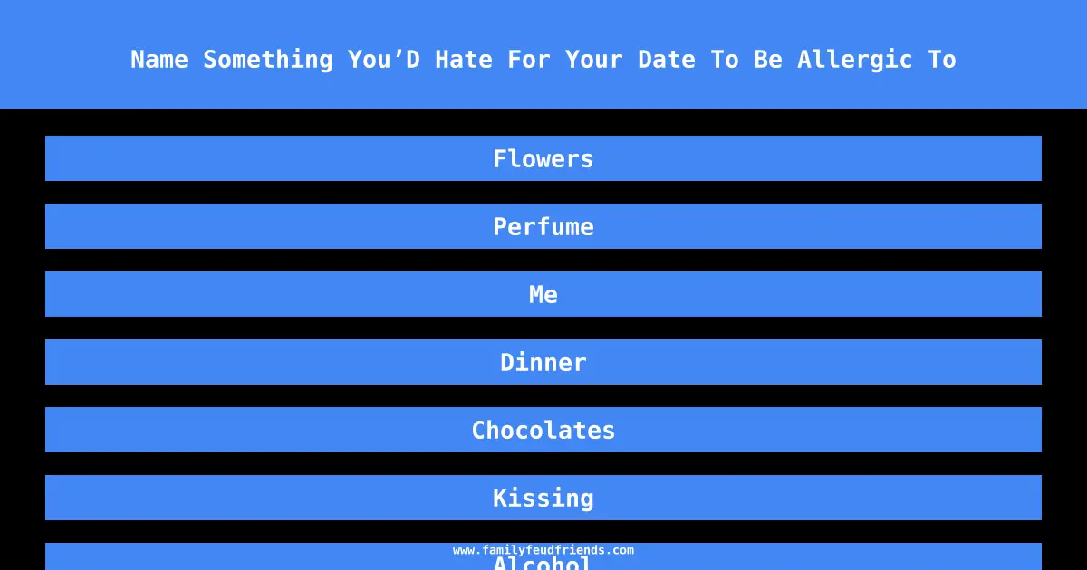 Name Something You’D Hate For Your Date To Be Allergic To answer