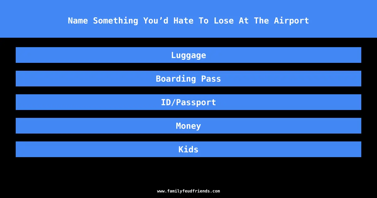Name Something You’d Hate To Lose At The Airport answer