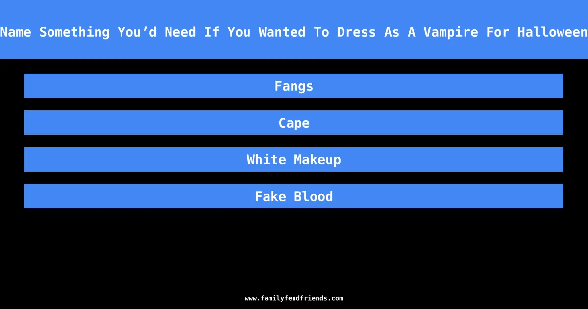 Name Something You’d Need If You Wanted To Dress As A Vampire For Halloween answer