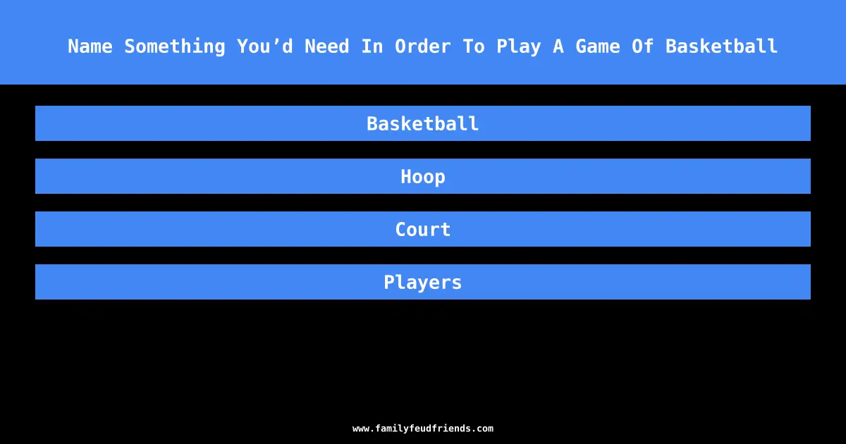 Name Something You’d Need In Order To Play A Game Of Basketball answer