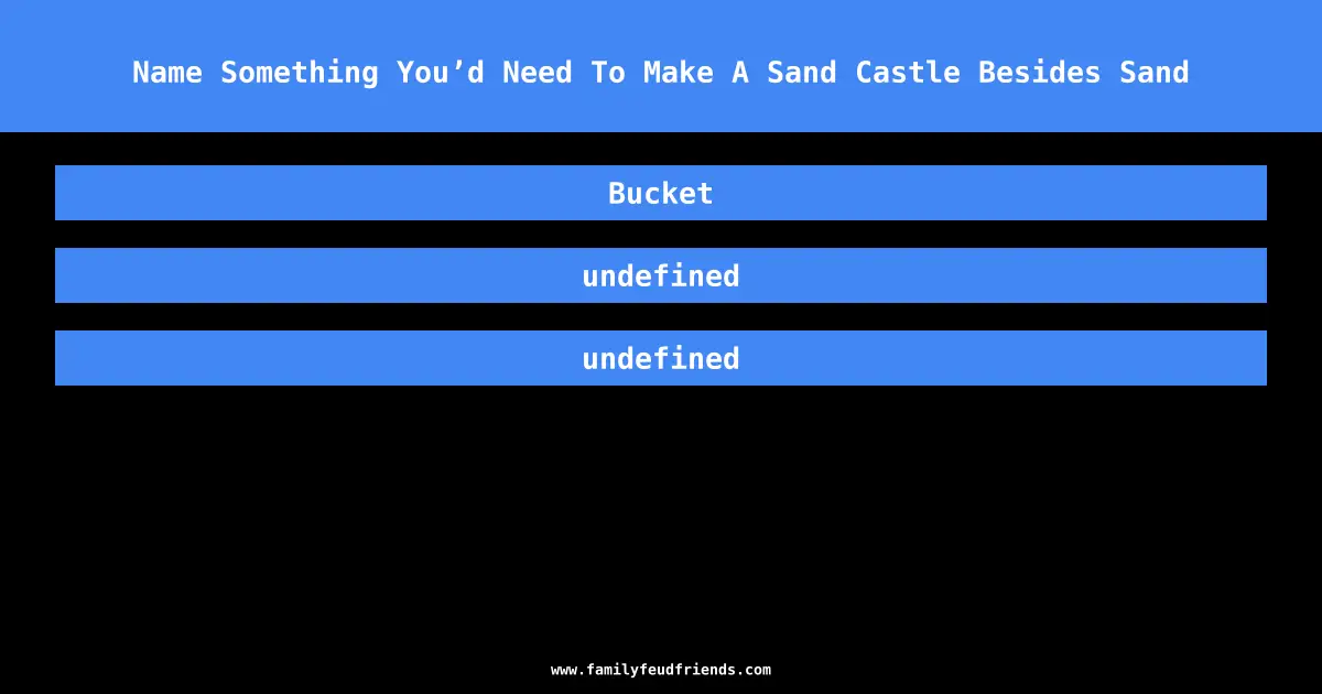 Name Something You’d Need To Make A Sand Castle Besides Sand answer