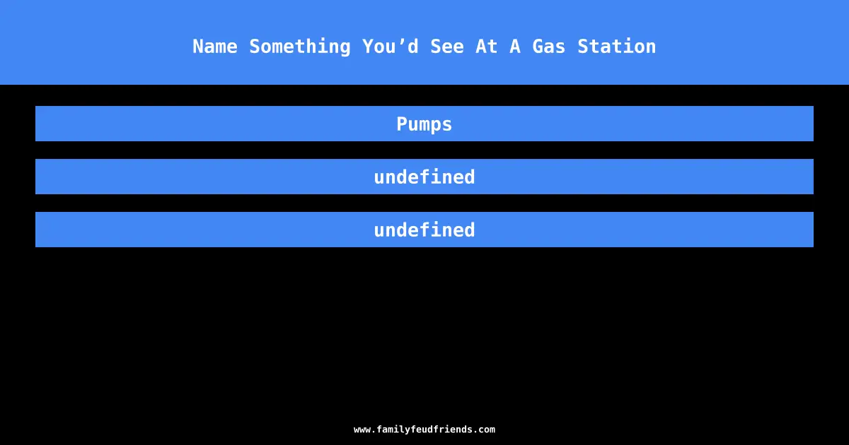 Name Something You’d See At A Gas Station answer