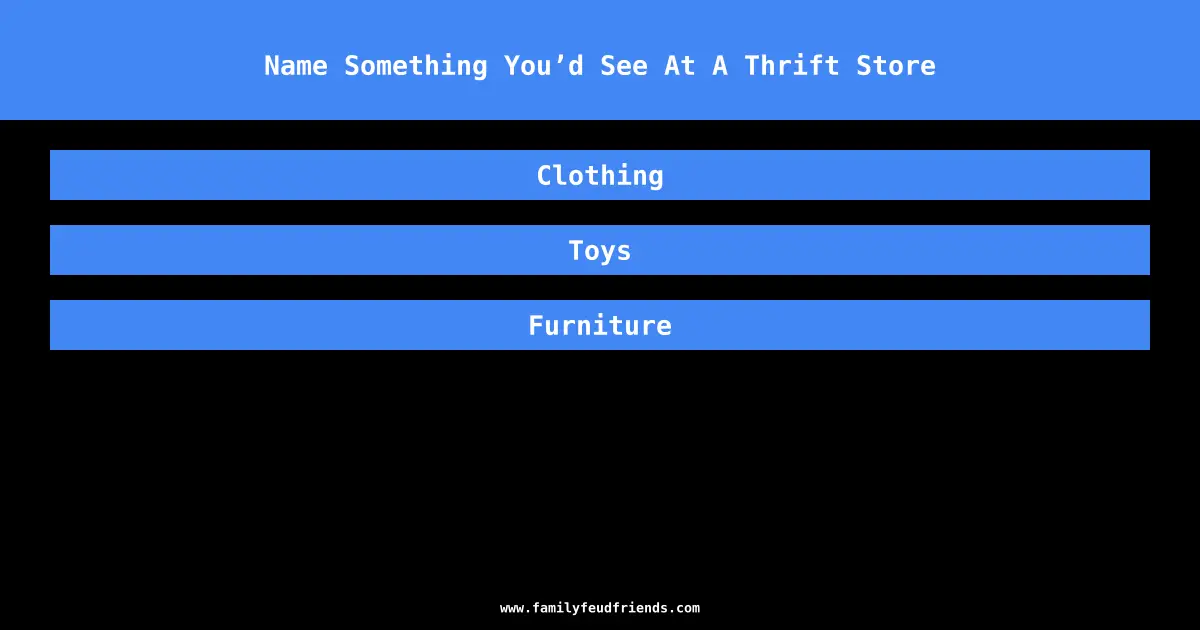 Name Something You’d See At A Thrift Store answer