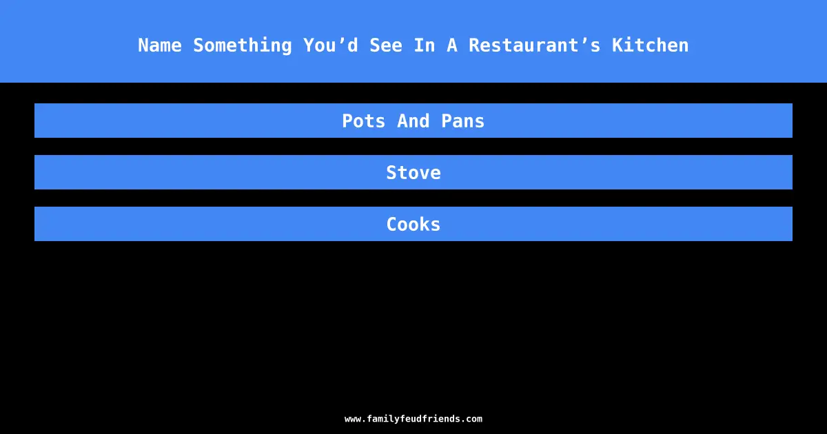 Name Something You’d See In A Restaurant’s Kitchen answer