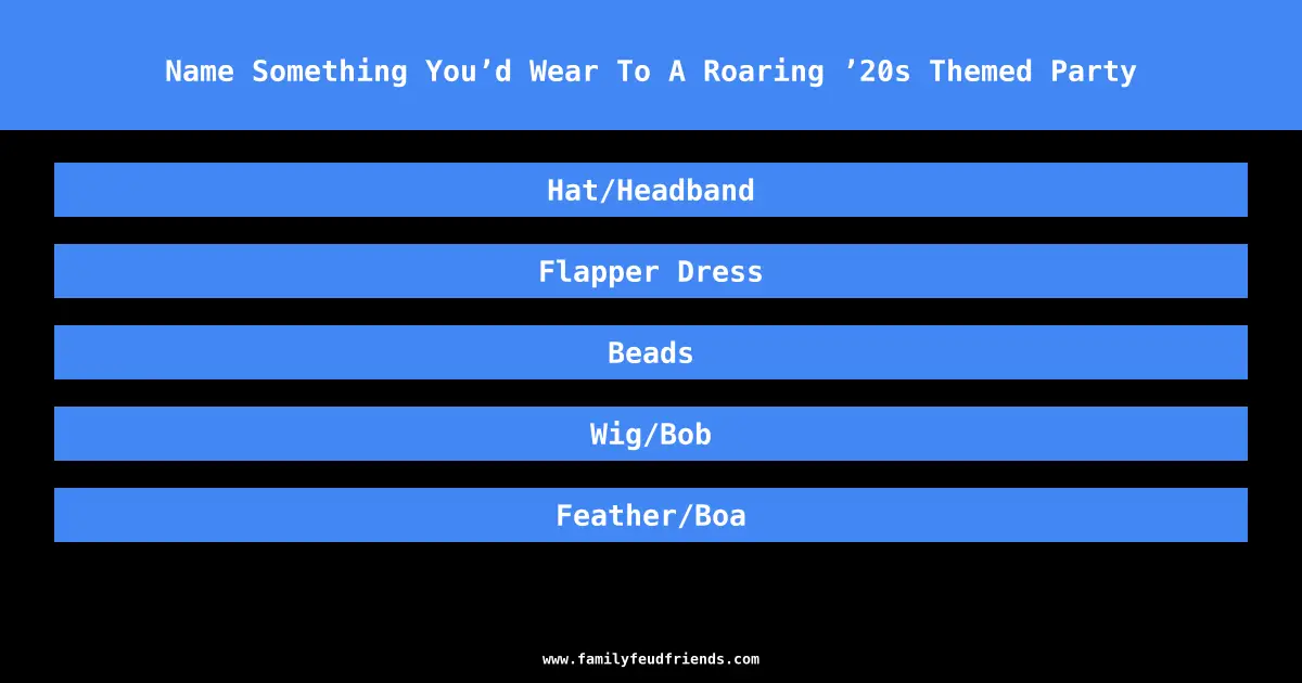 Name Something You’d Wear To A Roaring ’20s Themed Party answer