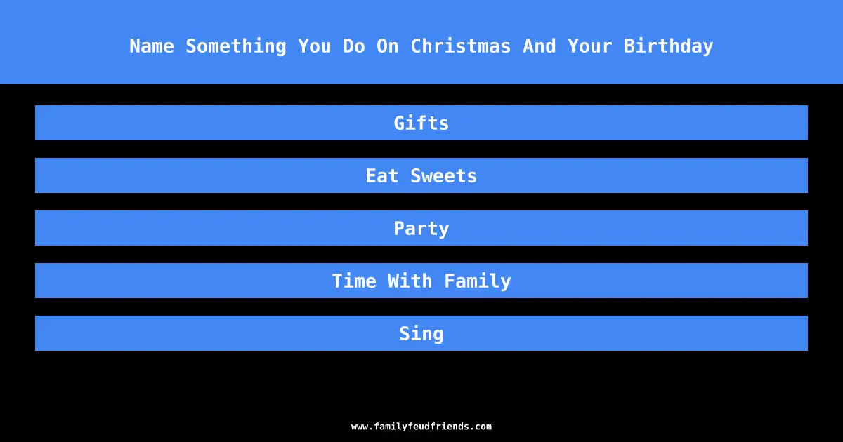 Name Something You Do On Christmas And Your Birthday answer