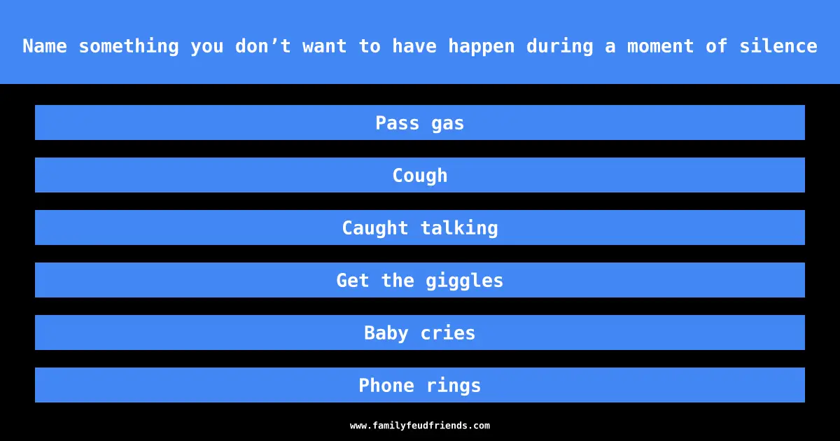 Name something you don’t want to have happen during a moment of silence answer