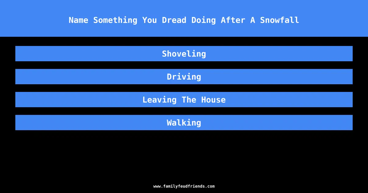 Name Something You Dread Doing After A Snowfall answer