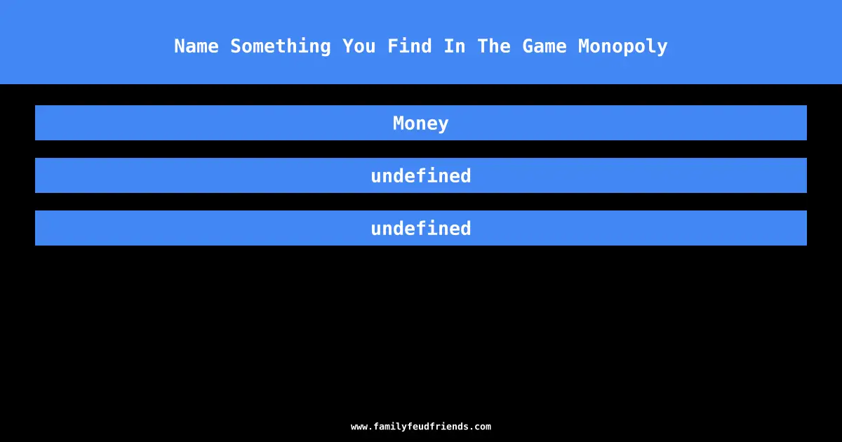 Name Something You Find In The Game Monopoly answer
