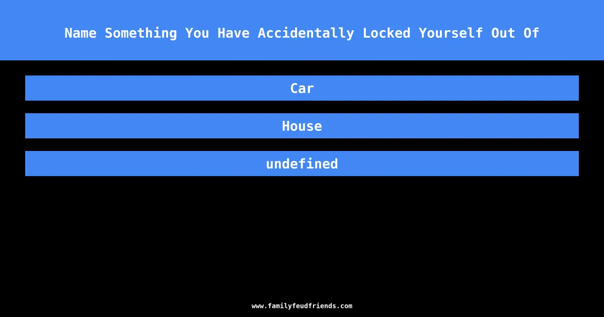 Name Something You Have Accidentally Locked Yourself Out Of answer