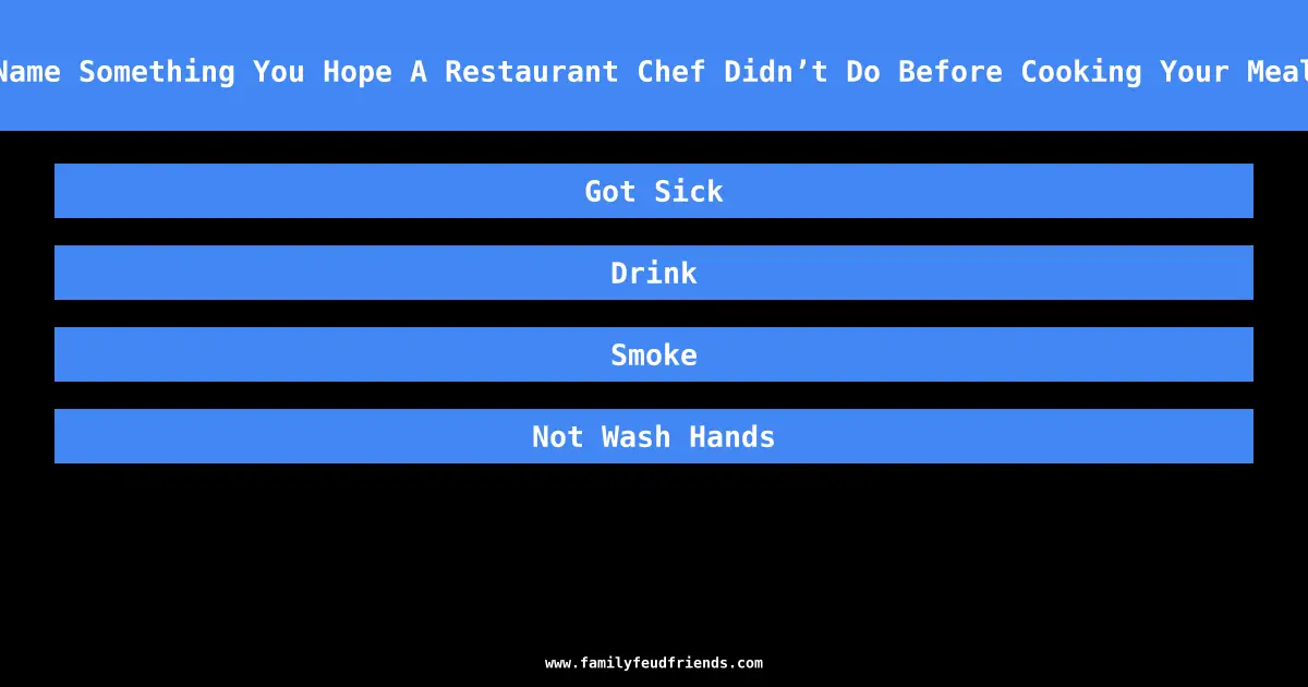 Name Something You Hope A Restaurant Chef Didn’t Do Before Cooking Your Meal answer