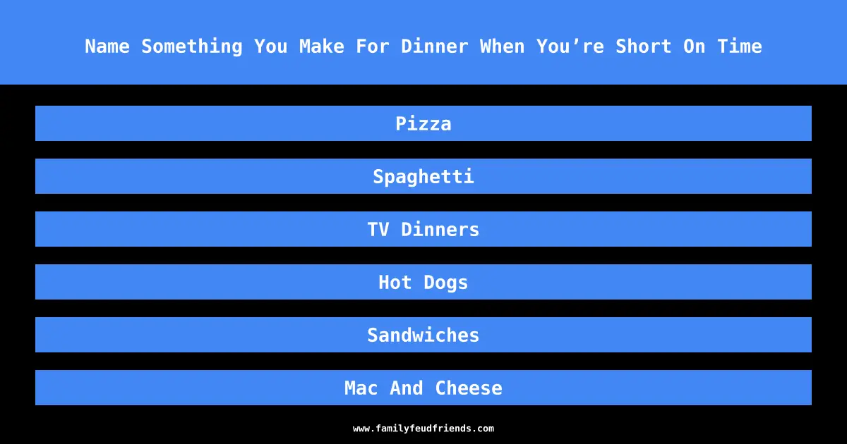 Name Something You Make For Dinner When You’re Short On Time answer