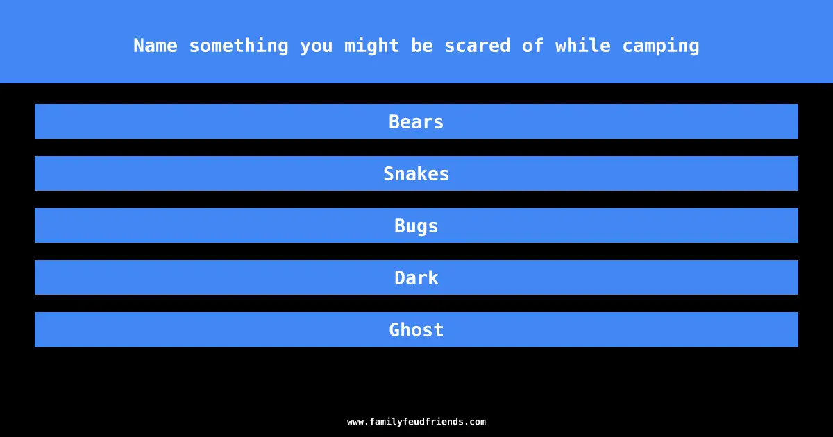 Name something you might be scared of while camping answer