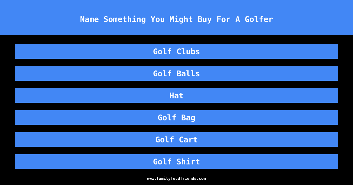 Name Something You Might Buy For A Golfer answer