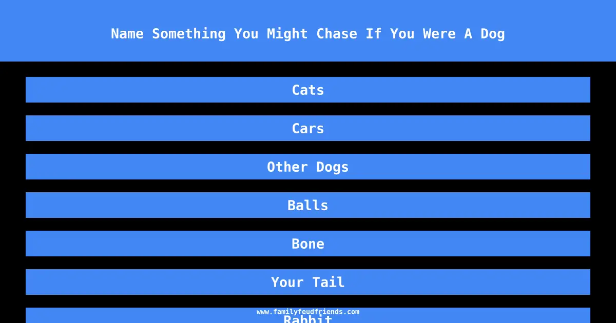 Name Something You Might Chase If You Were A Dog answer