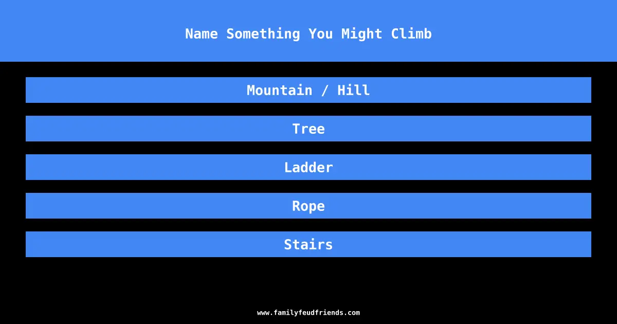 Name Something You Might Climb answer